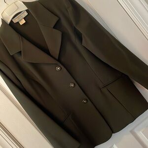 Misses 14 dark green jacket, lucite buttons, unlined, pockets